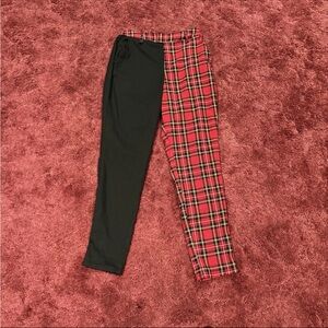 Hot Topic Red Plaid and Black Skinny Pants